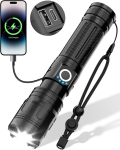 Maxesla 8000 luumenit led taskulamp laetav led taskulamp eriti ere usb-c laetav suumitav reguleeritava fookusega taskulambid ipx5 veekindel 5 valgusrežiimi telkimiseks matkamiseks h&auml;daolukordadeks