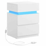 Valge LED-valgustusega &ouml;&ouml;kapp Kaasaegne &ouml;&ouml;kapp 3 sahtliga ja LED-valgustusega, millel on 25 v&auml;rvi, 3 vilkuvat režiimi ja 6 heledusastet, mis sobib ideaalselt lastetuppa.