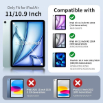 Moko &uuml;mbris Ipad Air 11 tolli (m3 2025 / M2 2024) jaoks, Ipad Air 5/4 p&otilde;lvkonna &uuml;mbris 2022/2020 10,9 tolli, nutikas &otilde;huke l&auml;bipaistev k&otilde;va pc tagumine kaitse&uuml;mbris, toetab touch id, pagoda blue