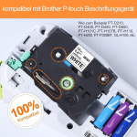 Labelkingdom sildid, 12 mm &uuml;hilduv silditeip, asendus Brother Ptouch teipidele Tze231, Tze131, Tze335, lamineeritud silditeip Ptouch H105, H107b, H110, 1000, D400 sildiprinterile, pakk