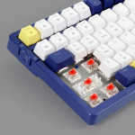 Qisan mehaaniline juhtmevaba klaviatuur Usb juhtmega m&auml;nguriklaviatuur Ice Blue Led taustavalgusega Red Switch 100 klahvi Us paigutus (dark Blue/white/yellow Combo)