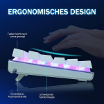 E-yooso Z-88 Rgb mehaaniline m&auml;nguriklaviatuur, Us paigutus (qwerty) juhtmega Usb-kaabel, reguleeritav Rgb valgustus, sinised l&uuml;litid - Click, metallist paneelplaat, 104 klahvi Macile, Pc-le, valge