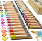 Artecho metallik akr&uuml;&uuml;lv&auml;rvide komplekt 36 x 22 ml tuubid koos 10 pintsliga, veekindel ja valguskindel, kiiresti kuivav, ideaalne l&otilde;uendile, paberile, puidule, kivile, keraamikale, kangastele, mudelile