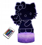 Lamp klaasil Hello Kitty Anime Sanrio 3d Led Rgb + pult 16 v&auml;rvi
