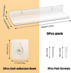 Zocipro 3 akr&uuml;&uuml;lseinariiuli komplekt, akr&uuml;&uuml;lriiul seinale 30 x 7,9 x 3,6 cm, l&auml;bipaistev akr&uuml;&uuml;lriiul seinale ilma puurimiseta pildiraamidele, taimedele, kaameratele, k&ouml;&ouml;giriiul, v&uuml;rtsiriiul, raamaturiiul