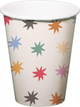Folat 26860 dekoratsioon valge v&auml;rviliste t&auml;htedega joogitops Starburst 250 ml - 8 tk pakis r&otilde;&otilde;msad ja v&auml;rvilised peolaua n&otilde;ud laste ja t&auml;iskasvanute s&uuml;nnip&auml;evadeks, mitmev&auml;rviline