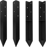 Jyiuog maapinna ankur, turvaline maapinna ankur kiikedele, m&auml;ngutornidele ja m&auml;nguvahenditele, nurga ankur, 4 tk komplekt aeda ja m&auml;nguv&auml;ljakule, 420 x 45 x 45 mm (4, must)