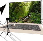 Yongfoto vin&uuml;&uuml;lfoto taust troopiline džunglimets j&otilde;gi kristallselge vesi sammaldunud kivid fotograafia taust fotokabiini peo fotostuudio rekvisiidid 3 x 2 m