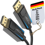 Kabeldirekt 4k & 8k Displayport kaabel, 240hz - 2x 1m - saadaval 1m kuni 5m - Dp kaabel k&otilde;ikidele Displayport portidele (displayport 1.4, ulatub 8k@60hz arvutites, s&uuml;learvutites, m&auml;ngumonitorides)