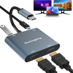 Usb c kahe hdmi hub adapter, 4 in 1 hdmi splitter 2 monitorile