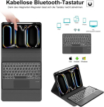 Iveoppe klaviatuuriga &uuml;mbris Ipad Pro 11 tolli 2024 (m4) jaoks, 5. p&otilde;lvkond, magnetiline 7-v&auml;rviline valgustus, Bluetooth Qwertz puuteplaat, must