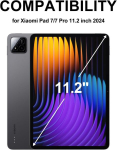 Fogari Xiaomi Pad 7 Keyboard 2024 - Xiaomi Pad 7 Pro 11.2 tolline &uuml;mbris - magnetiline eemaldatav klaviatuur Qwertz paigutusega, nutikas &uuml;mbris pliiatsi hoidjaga, must
