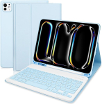 Tengwudz Klaviatuurikohver Ipad Pro 11 tolli M4 2024 jaoks, saksa paigutusega klaviatuurikohver Ipad Pro 11 M4 jaoks mudeliga A2836/a2837/a3006, pliiatsihoidja, eemaldatav juhtmevaba klaviatuur Ipadile, sinine