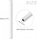 Sourcing map ruudukujulised alumiiniumtorud 8 mm x 8 mm x 1 mm x 200 mm 6063 alumiiniumtorud kodumasinatele, 4 tk pakis