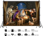 Yongfoto 2.2 x 1.5 m j&otilde;ulude s&uuml;nnistseeni taust j&otilde;ulufoto taust Jeesuse s&uuml;nd Kristuse s&uuml;nd lambad Jeesuse s&uuml;nni taust fotostuudio armulaua peo fotostuudio jaoks