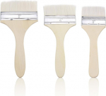 3 labidakujulise pinnaga pintsli komplekt, lame pintslite komplekt 3/4/5 tolline pintsel papli k&auml;epidemega, villaste harjastega ja roostevabast terasest raam &otilde;li, akr&uuml;&uuml;li, akvarelli jaoks, korduvkasutatavad kunstniku pintslid t&auml;pseks v&auml;rvimiseks