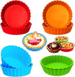 Qhklew silikoonist mini-tordivormid, 8 tk tartelettide vormide komplekt, silikoon, 10 cm tartelettide vormid, quiche'i vorm, korduvkasutatav quiche'i vorm, v&auml;ike tortide, quiche'ide, pirukate jaoks