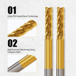 10 tk karbiidist otsafreesid, 1/8" vars, tinakate, Cnc graveering