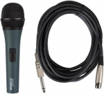 Hq-power d&uuml;naamiline suundmikrofon 4,5 m kaabli ja korpusega, must