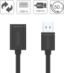 Unitek Y-c447gbk Usb 2.0 A Male to Usb A Female pikenduskaabel 0.5 m must printerile, klaviatuurile, kaardilugejale jne