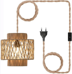 Boho stiilis rotangist ripplamp E27 pesaga