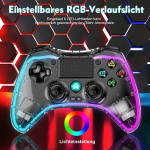 Juhtmevaba kontroller ps-4 jaoks, m&auml;ngukontroller &uuml;hilduv ps-4/slim/pro/pc-ga turbo/makro/kahekordse vibratsiooni/6-teljelise g&uuml;roskoopanduri/puutepaneeli/rgb led/audio pesaga, t&auml;psus ja kontroll - valge