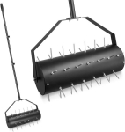 Ricyea k&auml;sitsi muru&otilde;hutaja, &otilde;hutaja muruplatsidele, muru&otilde;hutusrullid, mururull 39 naelaga (6 cm) ja k&auml;epidemega, k&auml;sitsi skarifikaator-rull &otilde;uedele, muruplatsidele aias (44 cm x 141 cm/93.5 cm)