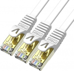 Veetop Rj45 Cat 7 Lan kaabel, lame 10 Gbps v&otilde;rgukaabel, interneti, etherneti, patch kaabel kullatud kontaktidega, valge