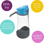 B.box Spordi joogipudel, libisemiskindel, lekkekindel vee- ja joogipudel lastele, lahe, moodne disain, kallutage ja jooge (blue Slate, 450 ml)