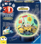 Ravensburger 3d pusle 11180 &ouml;&ouml;lamp-puslepall Minions 72 osa alates 6. eluaastast Led voodilamp plaksutamismehhanismiga