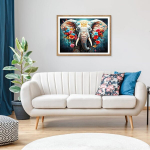 Airdea armas lilleline elevant teemantmaal, 5d teemantmaali komplekt t&auml;iskasvanutele, t&auml;ielik mosaiigi valmistamine t&auml;iskasvanutele, kodu seina dekoratsioon 40 x 30 cm