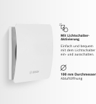 Bosch vannitoa ventilaator 1500 W 100 - ventilatsiooniks vannitoas ja tualetis niiskuse ja hallituse vastu - valge, 100 mm l&auml;bim&otilde;&otilde;t