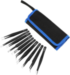 Alicer pintsettide komplekt, t&auml;psed antistaatilised roostevabast terasest pintsetid, pintsetid mudelite valmistamiseks, pintsetid elektroonikaseadmete remondiks, juveelitoodete t&auml;ppist&ouml;&ouml;deks (must + h&otilde;bedane)