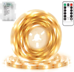 Dbfairy led riba, patareitoitega, 2 m 60 led riba koos kaugjuhtimispuldi ja taimeriga, veekindlad valgusribad magamistuppa, kappi, koju, peokaunistuseks (soe valge)