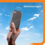 Wd My Passport Ssd 500 Gb Mobile Ssd Storage (nvme tehnoloogia, usb-c ja usb 3.2 gen-2 &uuml;hilduv, lugemiskiirus 1050 mb/s, kirjutamiskiirus 1000 mb/s) Space Grey