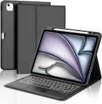 Jademall Klaviatuur Ipad Pro 13 - Juhtmevaba klaviatuur valgustuse ja puuteplaadiga Ipad Pro 13 M4 2024 jaoks, kaitse&uuml;mbris pliiatsi hoidjaga, Qwertz saksa