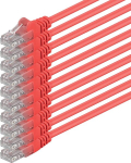 0,25 m cat 6 ethernet kaabel gigabit rj45 lan patch juhe &uuml;hildub interneti, ruuteri, modemi, smart tv, pc ja s&uuml;learvuti l&uuml;liti modemiga punane - 10 t&uuml;kki - 0,25 m