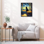 Modojuny v&auml;rvimine numbri j&auml;rgi t&auml;iskasvanutele ja lastele, Diy kingituse l&otilde;uendimaali komplekt akr&uuml;&uuml;lpigmentide ja pintslitega, 30 x 40 cm, Black Cat (puidust raamiga) - alates 9. eluaastast