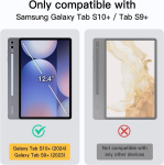 Jetech &uuml;mbris samsung galaxy tab s10 plus/tab s9 plus 12.4-tollisele tahvelarvutile koos s pen hoidikuga, l&auml;bipaistev pc tagak&uuml;lg, p&otilde;rutuskindel kolmeosaline statiiv, tahvelarvuti kaitse&uuml;mbris (grafiitmust)