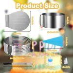 Hdkajl koogi tarvikute roostevabast terasest komplekt, 4-osaline koogi tarvikute komplekt, koogi l&otilde;ikamise abivahend, koogip&otilde;hja l&otilde;ikamise abivahend + reguleeritav koogir&otilde;ngas + pikk kooginuga + koogilabidas, k&uuml;psetustarvikud k&ouml;&ouml;ki