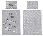 Beebi voodipesu 90x120 Grey Cat COTTON