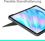 Logitech Combo Touch klaviatuurikohver Ipad Air 11-tollisele (m2 ja M3), Ipad Air (5. p&otilde;lvkond) jaoks &ndash; eemaldatav taustvalgustusega klaviatuur ja hoidik, saksa Qwertz paigutus &ndash; hall