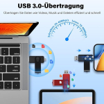 USB pulk Tewene Usb C m&auml;lupulk 128 Gb, 2 tk pakis, Usb m&auml;lupulk 3.0 telefonidele ja tahvelarvutitele, m&auml;lupulk mobiiltelefonidele 2 &uuml;hes (usb-c ja Usb-a), telefonidele/tahvelarvutitele/android telefonidele ja arvutitele