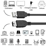 Kaabel Olympus C-150/C-160/C-25/C-300 Zoom/C-310 Zoom/C-350 Zoom jaoks - MINI USB/USB 2.0 Must 1 Meeter Phonillico&reg;
