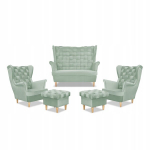 Carol lounge komplekt diivan tugitoolid poufid triibud Family Meble celadon