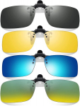 Clip on p&auml;ikeseprillid 4 Pack, polariseeritud l&auml;&auml;tsed sobivad &uuml;le retseptiprillide, Flip up Rimless Myopia Nearsighted p&auml;ikeseprillid &uuml;hilduvad mehed naised