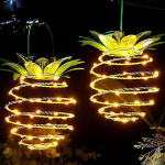 2 Pack Solar Metal Pineapple Lights 60 Led Pineapple Outdoor Hanging Wire Light veekindel Sola