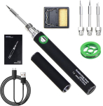 Hengrongshen jootekolbikomplekt, must, usb jootekolb 3 jootmisotsikuga, kaasaskantav jootekolb, reguleeritav temperatuur 100-400 &deg;c, juhtmevaba akuga jootekolb keevitusremondiks