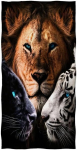 Violetpos Lion Cheetah Tiger vannilina 70 cm x 140 cm rannar&auml;tik