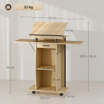 Mobiilne poodiumialus, k&otilde;nepult kokkup&otilde;rke-/kokkuklapitavate tiibadega, s&uuml;learvutilaud sahtli ja riiulitega, tammeimitatsioon